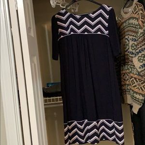 Blue and white striped dress